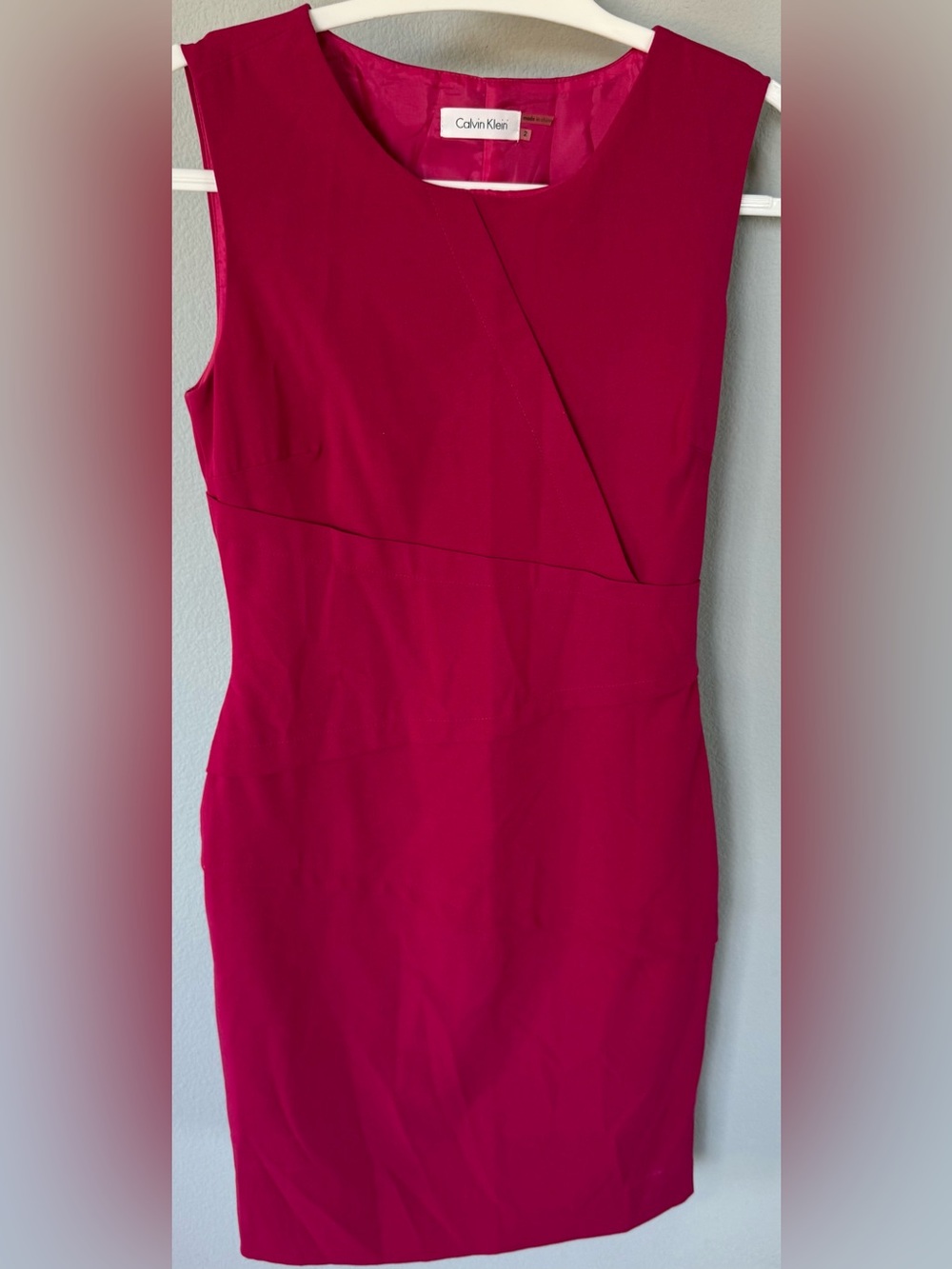Calvin Klein Hot Pink Sleeveless Stretch Sheath Dress • Size 2 • Preowned